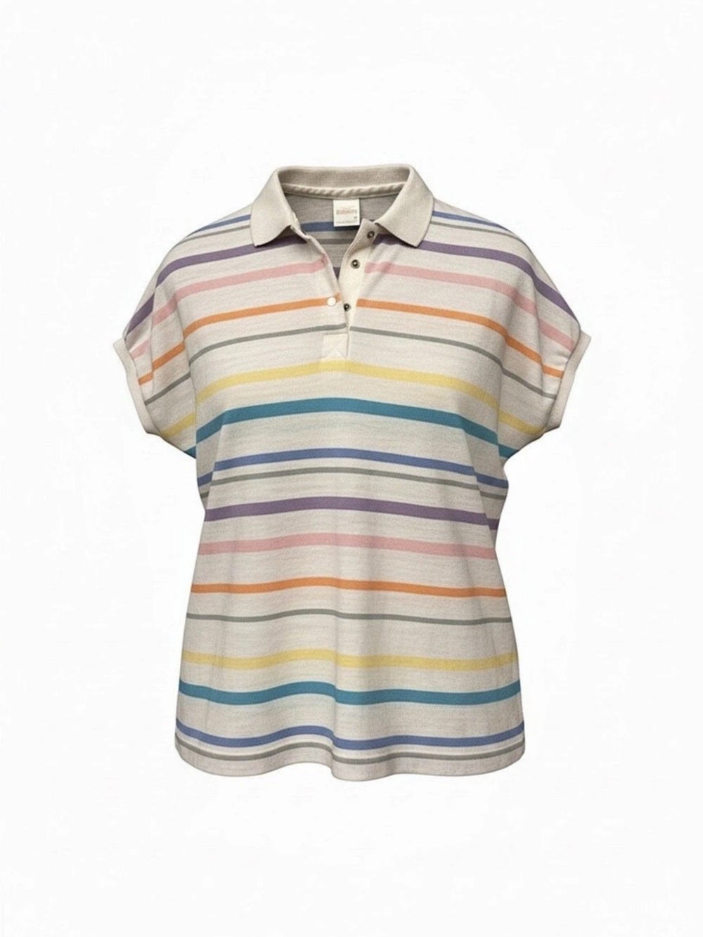 Jantzen Retro Pastel Rainbow Striped Polo Shirt Size M